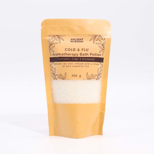 Aromatherapy Bath Potion in kraft bag – Colds & Flu blend with eucalyptus, ginger and black pepper – Scented Serenade