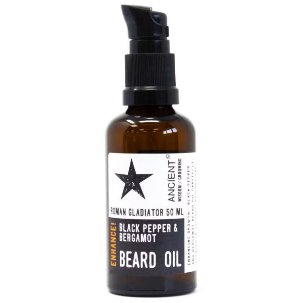 Roman Gladiator Beard Oil 50 ml bottle – Black Pepper and Bergamot natural blend