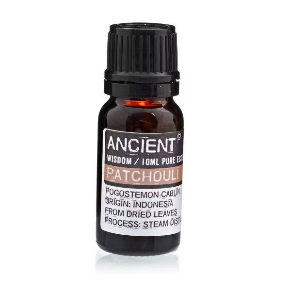 Amber bottle of Patchouli Essential Oil