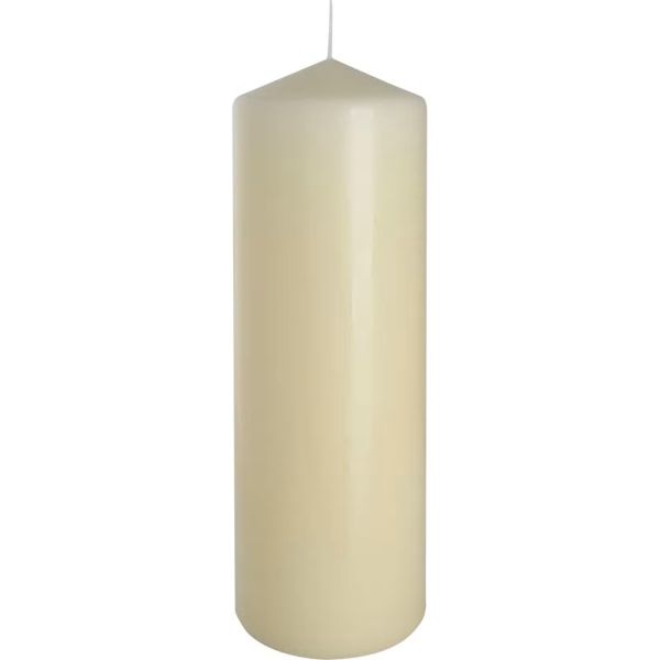 Tall ivory pillar candle, 80×250mm, smooth finish, photographed upright against neutral background