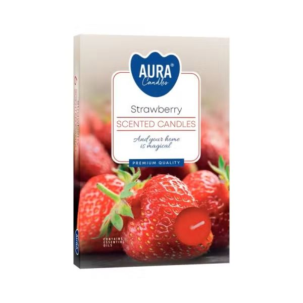Set of 6 Scented Tealights - Strawberry