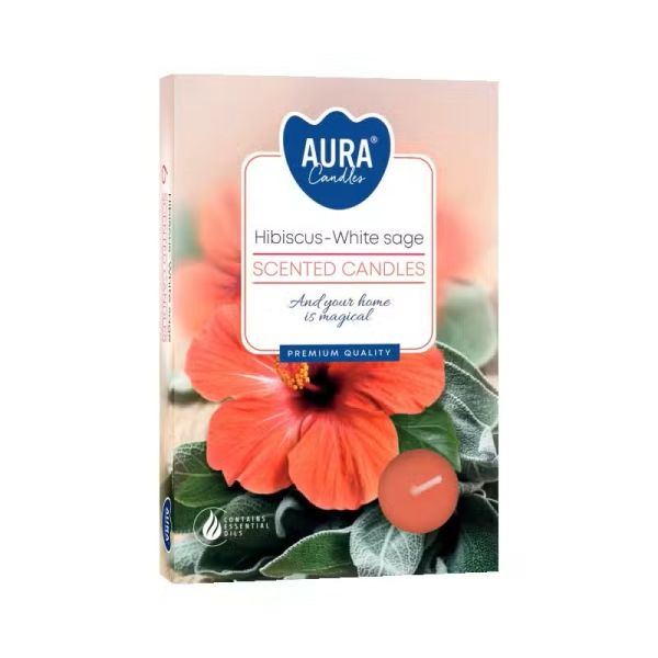 Set of 6 Scented Tealights - Hibiscus & White Sage
