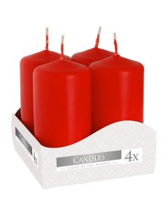 Set of 4 Pillar Candles  40x80mm - Red
