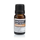 Single amber glass bottle of Ginger Essential Oil with label, displayed upright on a white background.