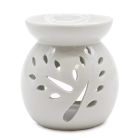 Classic white ceramic oil burner with tree cutout design – Scented Serenade