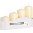Set of 4 Pillar Candles  50mm (11/16/22/33H) - Ivory