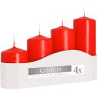 Set of 4 Pillar Candles  50mm (11/16/22/33H) - Red