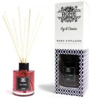 Luxury Fig & Cassis reed diffuser in 120ml glass bottle with deep red fragrance and natural reeds